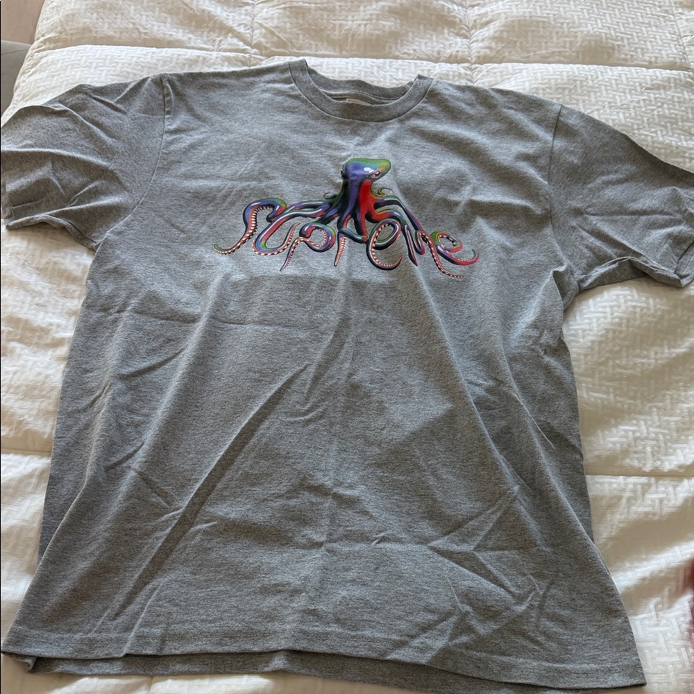 Supreme Multicolor Logo Gray Tee